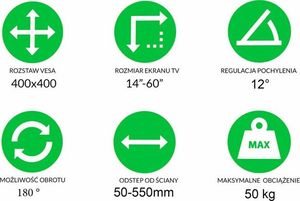 Springos Uchwyt do telewizora 14-60 cali obrotowy UNIWERSALNY 11