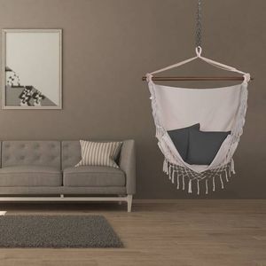 Springos Hamak brazylijski beżowy z szarymi poduszkami impregnowany (27740) 2