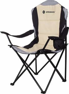 Springos Krzesło turystyczne składane wędkarskie kremowo-szaro-czarne UNIWERSALNY 4