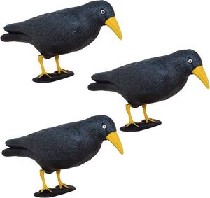 Springos Odstraszacz ptaków 11x39x18,5cm stojący kruk czarny z żółtym dziobem zestaw 3 szt 1