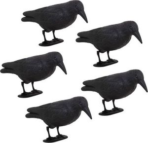 Springos Odstraszacz ptaków 11x39x18,5cm stojący kruk czarny zestaw 5 szt. UNIWERSALNY 1