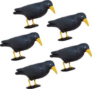 Springos Odstraszacz ptaków 11x39x18,5cm stojący kruk czarny z żółtym dziobem zestaw 5 szt. 1