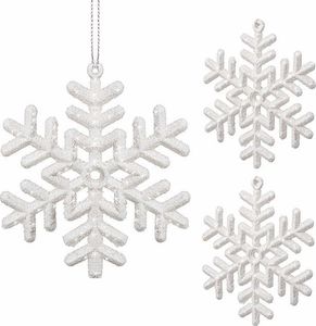 Springos Zawieszki choinkowe białe śnieżynki na choinkę 10 cm 3 szt. UNIWERSALNY 6