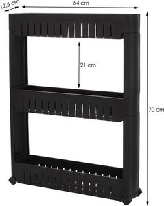 Springos Regał na kółkach 3-poziomowy czarny 8