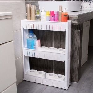 Springos Szafka łazienkowa mobilna regał na kółkach 3 poziomy biały UNIWERSALNY 7