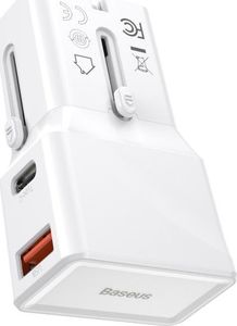 Ładowarka Baseus 1x USB-A 1x USB-C 3 A (BSU1627WHT) 3
