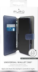 Puro PURO Universal Wallet - Uniwersalne etui obrotowe 360 z kieszeniami na karty, rozmiar XXL (granatowy) 5