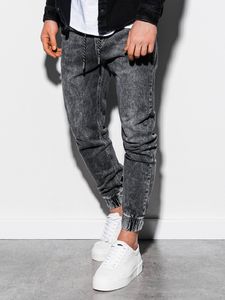 Ombre Spodnie męskie jeansowe joggery P907 - szare XL 1