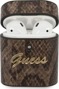 Guess Etui ochronne GUACA2PUSNSMLBR Python Collection do AirPods 1/2 brązowe 1