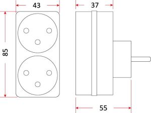 Rum-Lux Rozgałęźnik mieszkaniowy z uziemieniem 2 gniazda 2