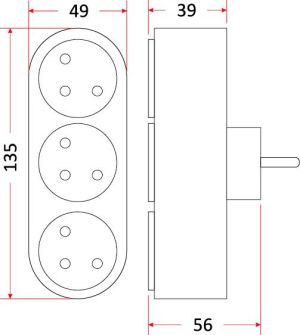 Rum-Lux Rozgałęźnik mieszkaniowy z uziemieniem 3 gniazda 2