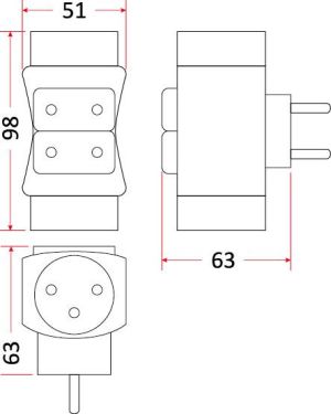 Rum-Lux Rozgałęźnik mieszkaniowy z uziemieniem i bez uziemienia 4 gniazda 2