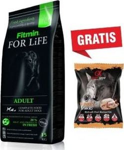 Fitmin  Pakiet Fitmin For Life Adult 15 kg + Alpha Spirit Przysmak Turkey Snacks Indyk 50 g GRATIS 1