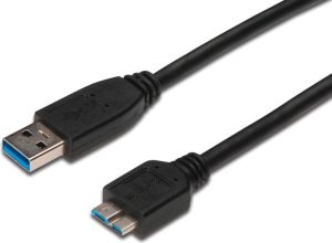 Kabel USB Digitus USB-A - microUSB 0.25 m Czarny (AK-300117-003-S) 1
