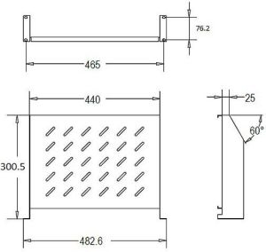 Linkbasic półka doczołowa 300mm 2U do szaf rack 19'' o głębokości 600mm, szara (CFF60-1.5-B) 1