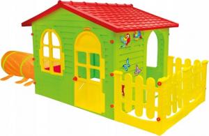 Mochtoys Domek dla dzieci z ogródkiem i tunelem gąsienicą zielony 1