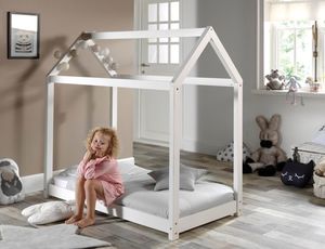 Vipack Drewniane łóżko dla dzieci z drewna sosnowego Domek białe 70x140 uniw 1