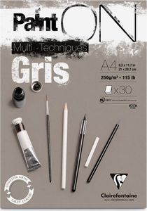 Clairefontaine Clairefontaine blok klejony Paint On Gris, A4, 30 ark. 250g uniw 1