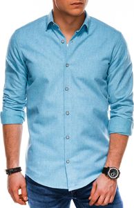 Ombre Koszula męska z długim rękawem K512 - błękitna S 1