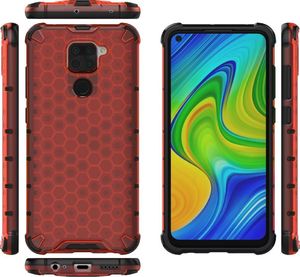 Hurtel Honeycomb etui pancerny pokrowiec z żelową ramką Xiaomi Redmi 10X 4G / Xiaomi Redmi Note 9 czerwony uniwersalny 10