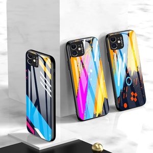 Hurtel Color Glass Case etui pokrowiec nakładka ze szkła hartowanego z osłoną na aparat Huawei P30 Lite pattern 2 uniwersalny 8
