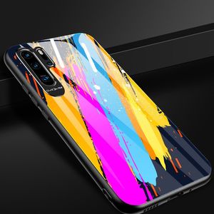 Hurtel Color Glass Case etui pokrowiec nakładka ze szkła hartowanego z osłoną na aparat Huawei P30 Pro pattern 2 uniwersalny 13