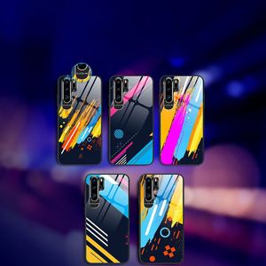 Hurtel Color Glass Case etui pokrowiec nakładka ze szkła hartowanego z osłoną na aparat Huawei P30 Pro pattern 2 uniwersalny 16