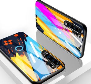 Hurtel Color Glass Case etui pokrowiec nakładka ze szkła hartowanego z osłoną na aparat Huawei P30 Pro pattern 2 uniwersalny 17