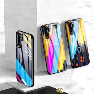 Hurtel Color Glass Case etui pokrowiec nakładka ze szkła hartowanego z osłoną na aparat Huawei P30 Pro pattern 2 uniwersalny 9