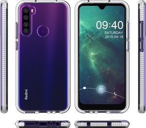 Hurtel Spring Case pokrowiec żelowe etui z kolorową ramką do Xiaomi Redmi Note 8T jasnoróżowy uniwersalny 3