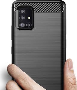 Hurtel Carbon Case elastyczne etui pokrowiec Samsung Galaxy A51 5G niebieski uniwersalny 3