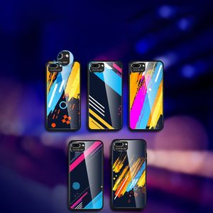 Hurtel Color Glass Case etui pokrowiec nakładka ze szkła hartowanego z osłoną na aparat iPhone SE 2020 / iPhone 8 / iPhone 7 pattern 4 uniwersalny 17