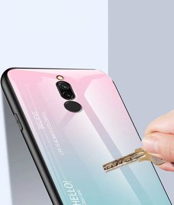 Hurtel Gradient Glass etui pokrowiec nakładka ze szkła hartowanego Xiaomi Redmi 8 czarno-czerwony uniwersalny 5