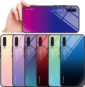 Hurtel Gradient Glass etui pokrowiec nakładka ze szkła hartowanego Samsung Galaxy A70 czarno-niebieski uniwersalny 17