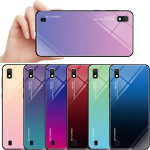 Hurtel Gradient Glass etui pokrowiec nakładka ze szkła hartowanego Samsung Galaxy A10 różowo-fioletowy uniwersalny 16