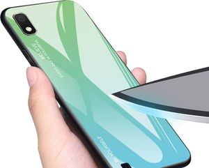 Hurtel Gradient Glass etui pokrowiec nakładka ze szkła hartowanego Samsung Galaxy A10 zielono-fioletowy uniwersalny 5