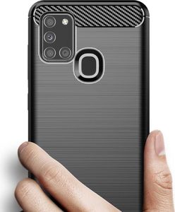 Hurtel Carbon Case elastyczne etui pokrowiec Samsung Galaxy A21S niebieski uniwersalny (61093-uniw) - 61093-uniw 4