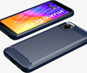 Hurtel Carbon Case elastyczne etui pokrowiec Huawei Y5p niebieski uniwersalny 5