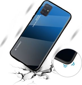 Hurtel Gradient Glass etui pokrowiec nakładka ze szkła hartowanego Samsung Galaxy A71 czarno-niebieski uniwersalny 6