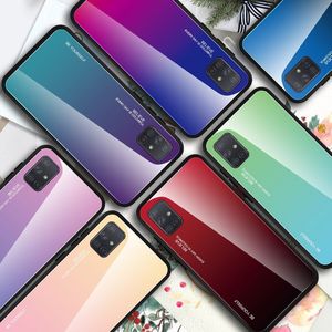 Hurtel Gradient Glass etui pokrowiec nakładka ze szkła hartowanego Samsung Galaxy A71 zielono-fioletowy uniwersalny 15