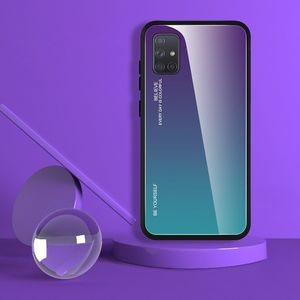 Hurtel Gradient Glass etui pokrowiec nakładka ze szkła hartowanego Samsung Galaxy A71 różowo-fioletowy uniwersalny 4