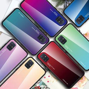 Hurtel Gradient Glass etui pokrowiec nakładka ze szkła hartowanego Samsung Galaxy A51 czarno-niebieski uniwersalny 15