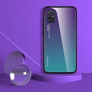 Hurtel Gradient Glass etui pokrowiec nakładka ze szkła hartowanego Samsung Galaxy A51 czarno-niebieski uniwersalny 4