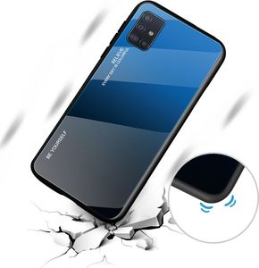 Hurtel Gradient Glass etui pokrowiec nakładka ze szkła hartowanego Samsung Galaxy A51 czarno-niebieski uniwersalny 6
