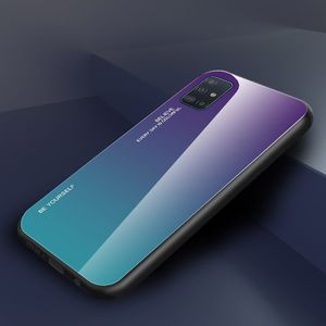 Hurtel Gradient Glass etui pokrowiec nakładka ze szkła hartowanego Samsung Galaxy A51 zielono-fioletowy uniwersalny 16