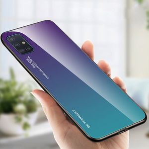 Hurtel Gradient Glass etui pokrowiec nakładka ze szkła hartowanego Samsung Galaxy A51 zielono-fioletowy uniwersalny 17