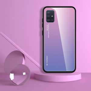 Hurtel Gradient Glass etui pokrowiec nakładka ze szkła hartowanego Samsung Galaxy A51 różowo-fioletowy uniwersalny 5