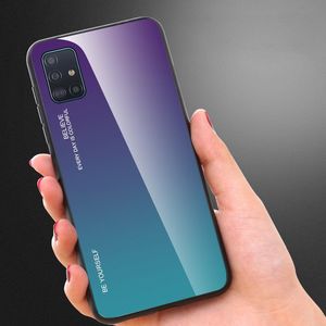 Hurtel Gradient Glass etui pokrowiec nakładka ze szkła hartowanego Samsung Galaxy A51 różowo-fioletowy uniwersalny 7