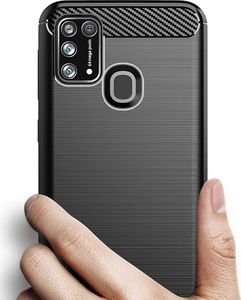 Hurtel Carbon Case elastyczne etui pokrowiec Samsung Galaxy M30s / Galaxy M21 niebieski uniwersalny 3