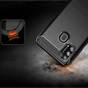 Hurtel Carbon Case elastyczne etui pokrowiec Samsung Galaxy M30s / Galaxy M21 niebieski uniwersalny 7